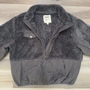 Anthropologie Dylan Sherpa Fleece Gray Half Zip Jacket Pullover Women’s Large